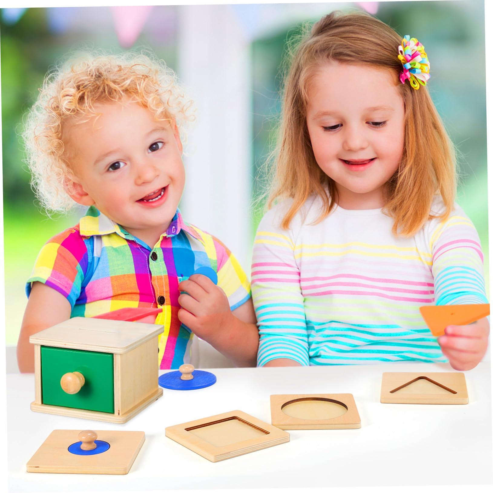 2 Juegos Juguetes Montessori para Bebés y Año con Caja de Monedas de Madera y Puzzles Geométricos Juguetes Educativos para Reconocimiento de Formas y Desarrollo Motriz