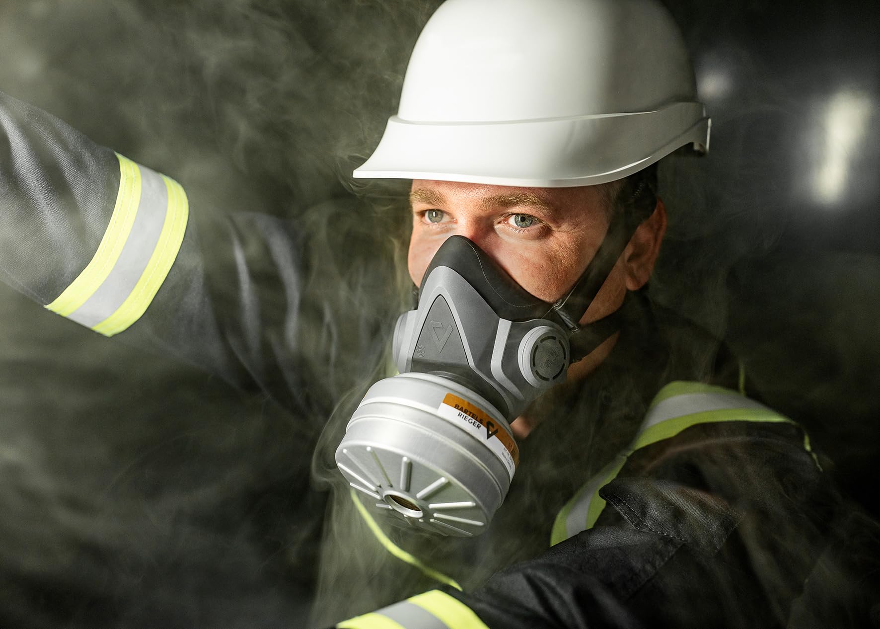 BariMask HF Silkon Halbmaske – Hautfreundliche Atemschutzmaske mit Doppelfilteranschluss, wiederverwendbar, ergonomische Passform | Halbmaske aus Silikon mit Rd40 Rundgewindeanschluss für Gas-, Partikel- & Kombinationsfilter, für Industrie, Handwerk & Bau