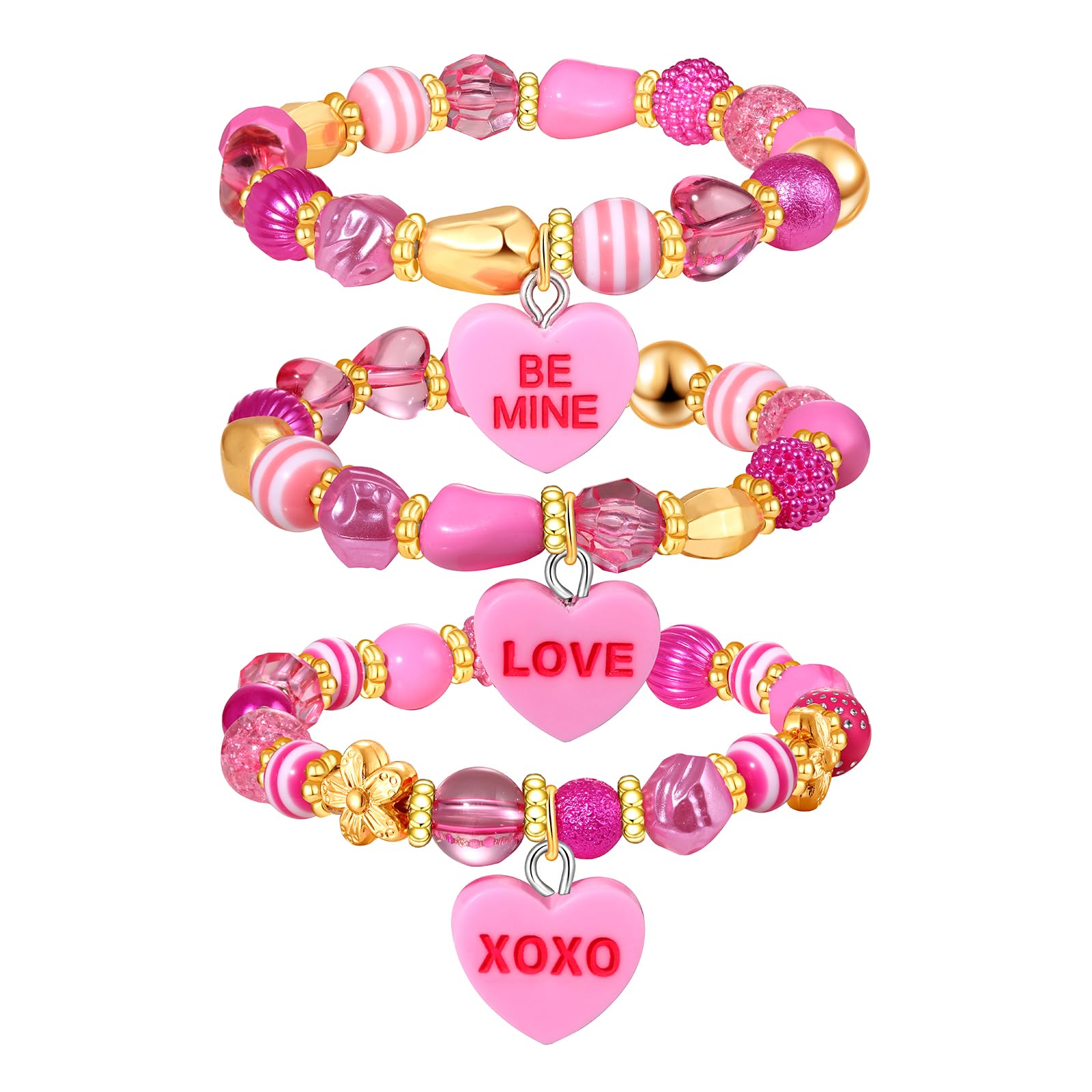 NLCAC Mardi Gras Bracelets for Women Glitter Mask Crown Fleur De Lis Charm Bracelets Purple Green Gold Beaded Stretch Bracelets Carnival Holiday Accessory Party Gifts