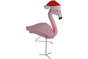 Northlight 32" Pre-Lit Pink Flamingo with Santa Claus Hat Christmas Outdoor Decoration