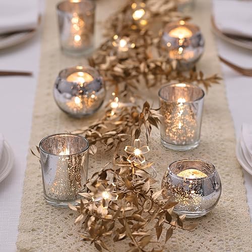 36 portavelas votivas plateadas y 36 portavelas votivas