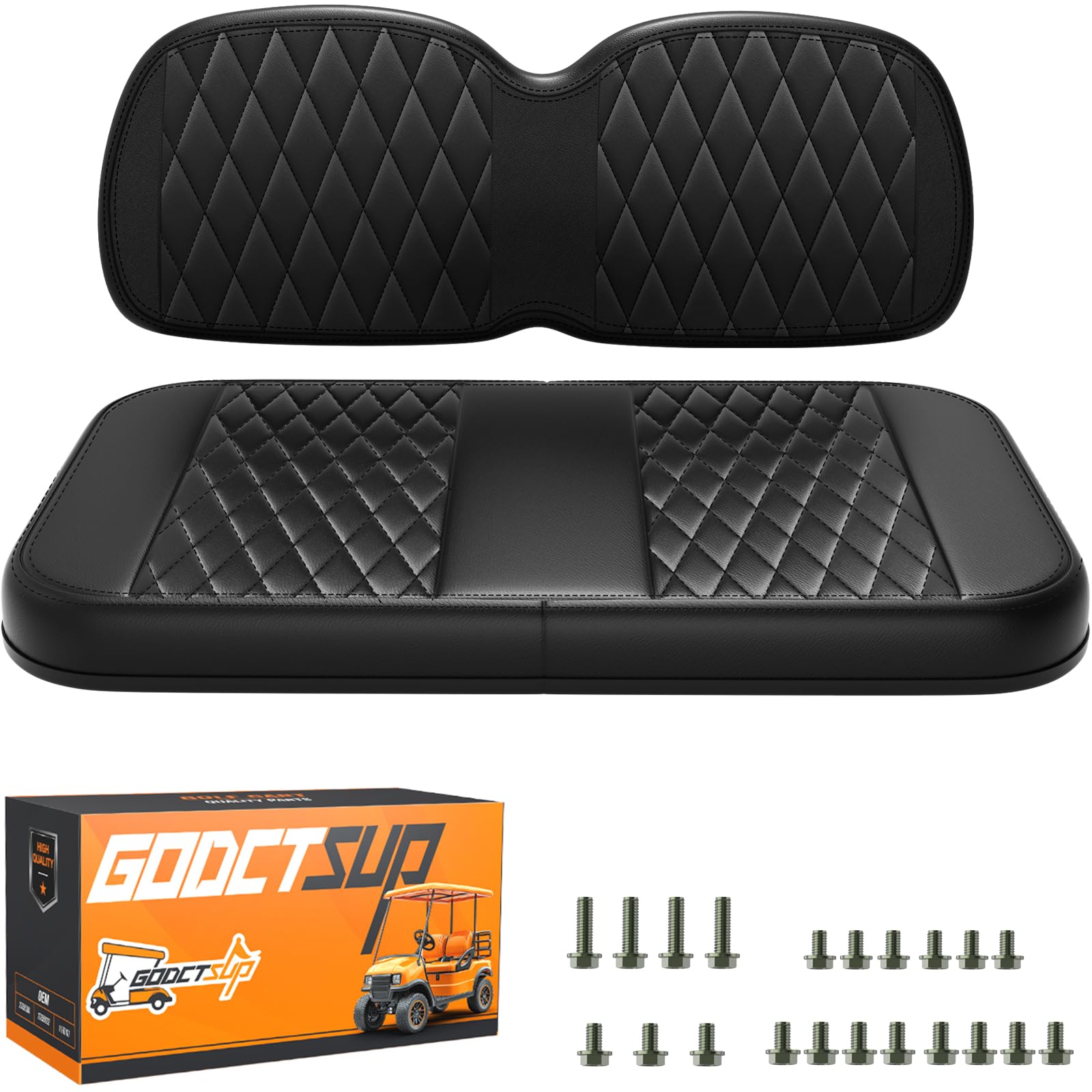 GODCTSUP Golf Cart Front Seat Replacement Cushion Assembly Kit for EZGO RXV 2008-Up Golf Cart, EZGO Front Seat Cushions- Includes Soft Seat Cushion