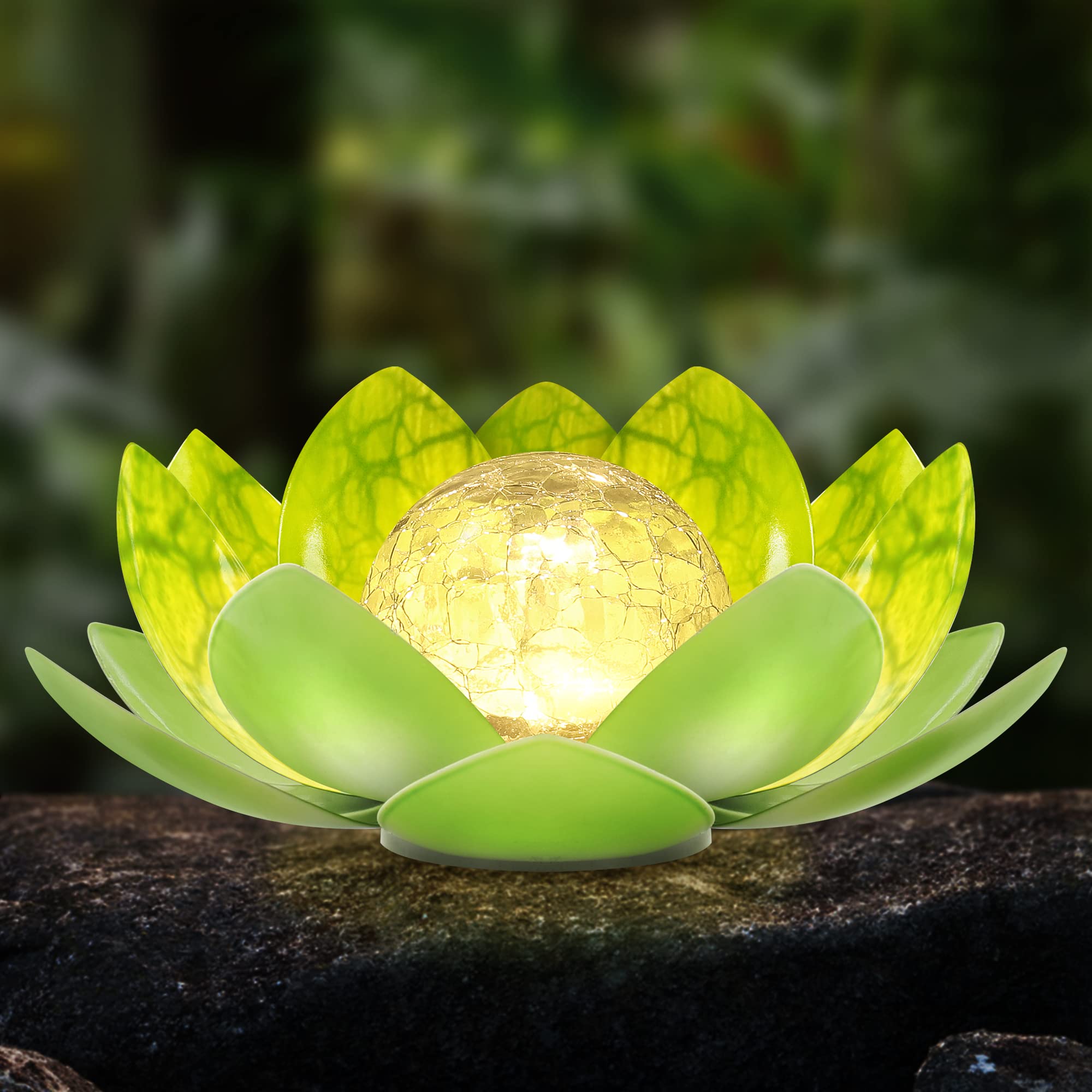 Luces solares para exteriores, decoración de jardín, vidrio de globo agrietado, luz solar de metal impermeable para jardín, camino, patio, césped y suelo