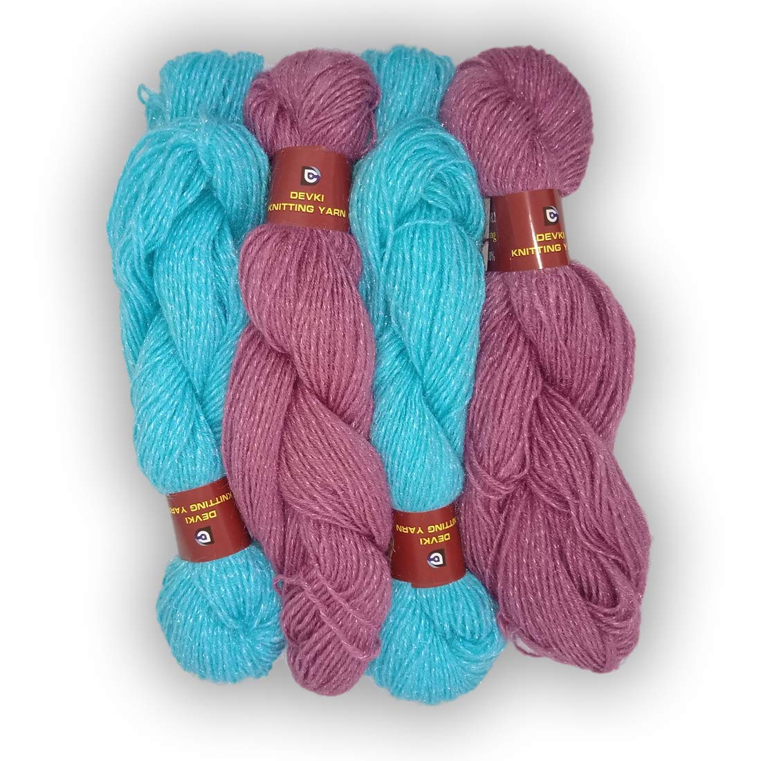 DEVKI Knitting Yarn CHAMCHAM Shiny .. .Blue Bay & Dark Crepe Color. 200 Gm Hand Knitting Wool / Acrylic and polymide Mix Knitting Yarn Thread.