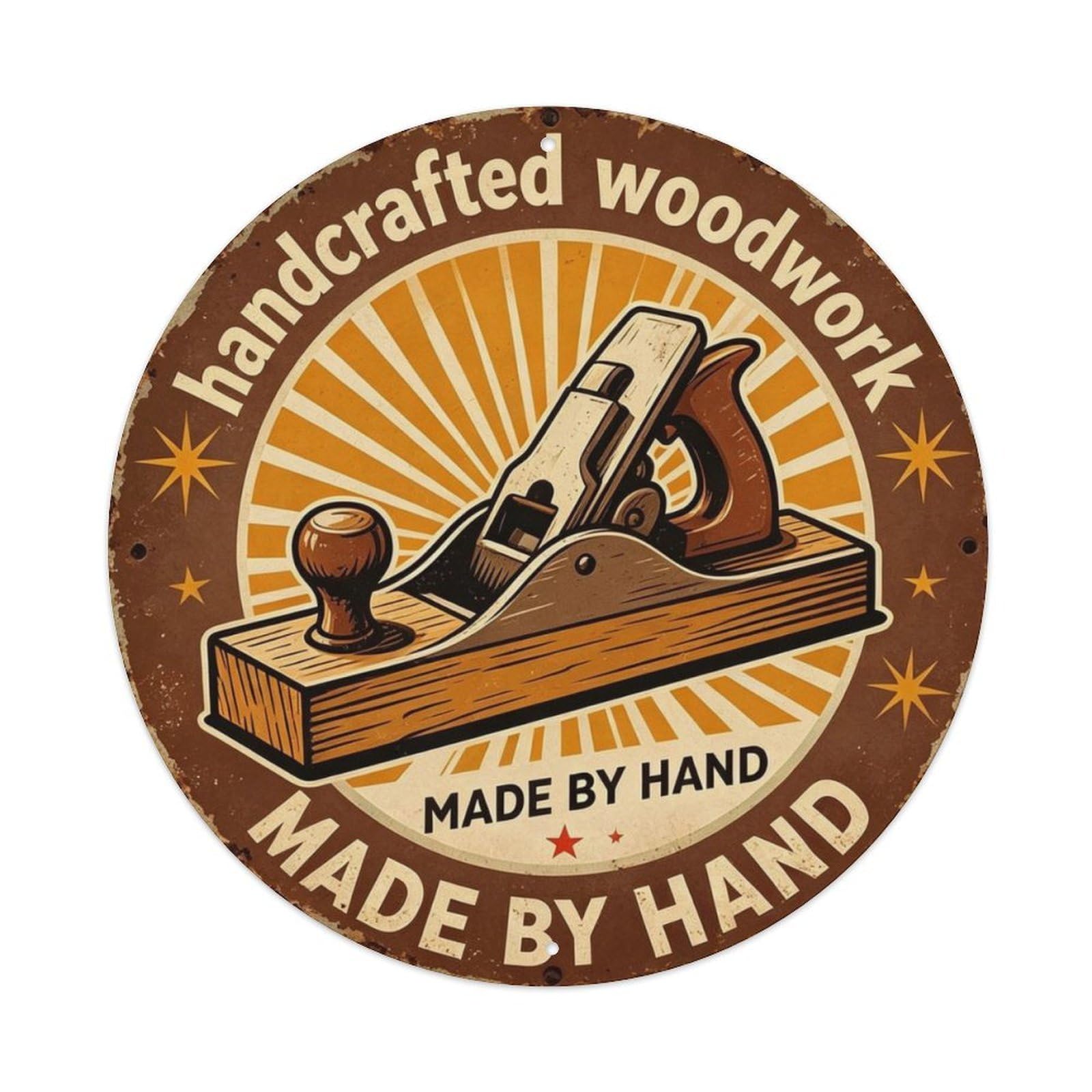 Handcrafted Woodwork Metal Tin Sign Plaque