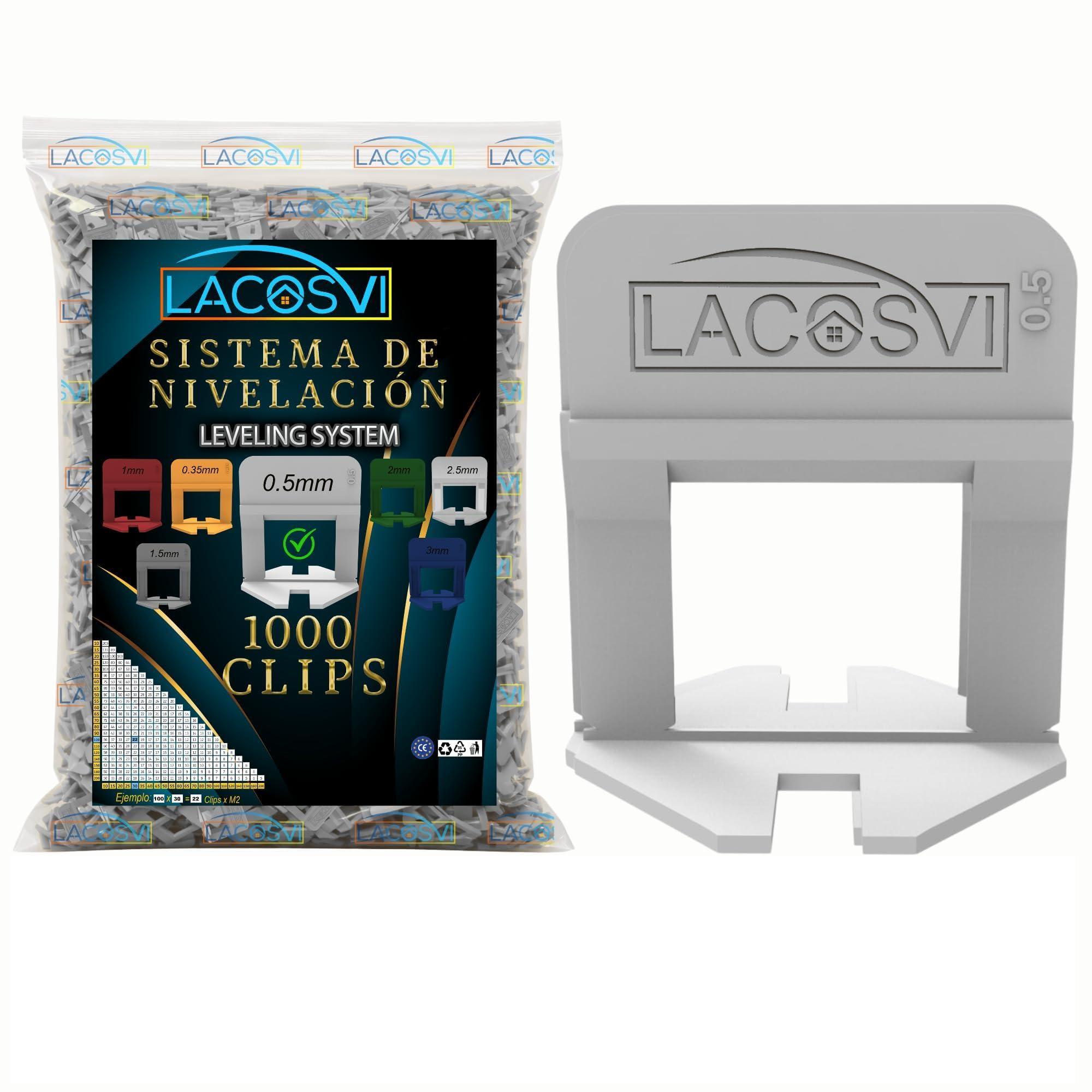 Clips Niveladores de Piso y azulejos De 0,5mm, de Ancho Incluye 1000 Piezas Separadoras de Junta, Sistema de nivelación sin Labios para profesionales del Alicatado y Bricolaje Color Blancas (0.5 mm)