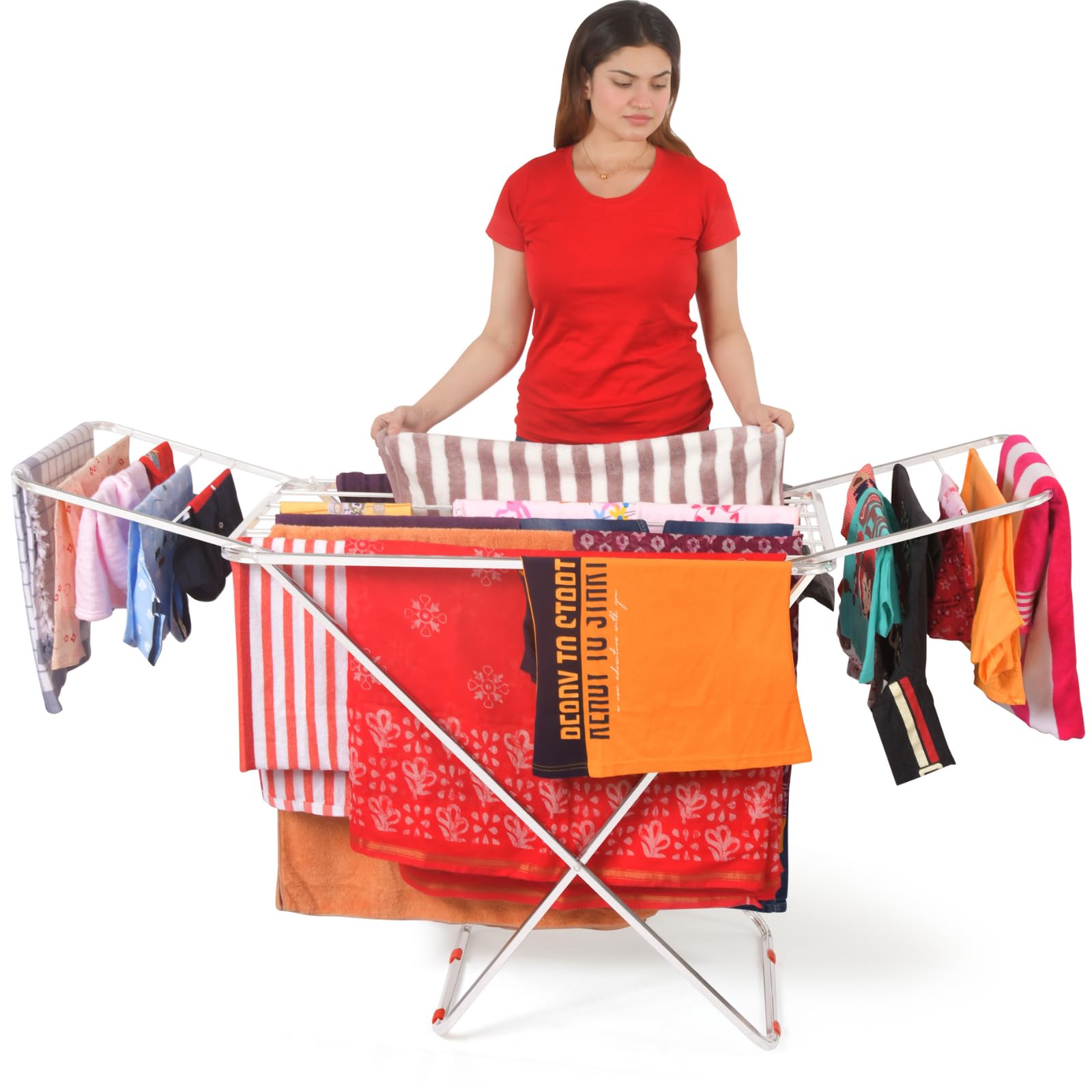 LiMETRO STEEL Stainless Steel Clothes Drying Stand Foldable Cloth Racks for Drying Clothes (Pipe)