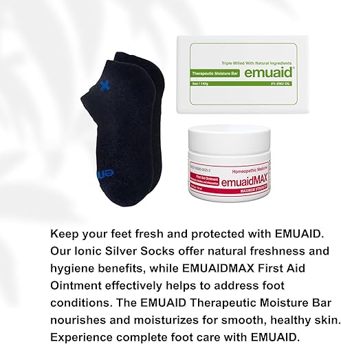 Miniatura 2 de emuaid EMUAIDMAX - Kit de inicio rápido para hongos en uñas, EMUAIDMAX máxima fuerza 0.5 onzas con calcetines iónicos plateados, barra de humedad