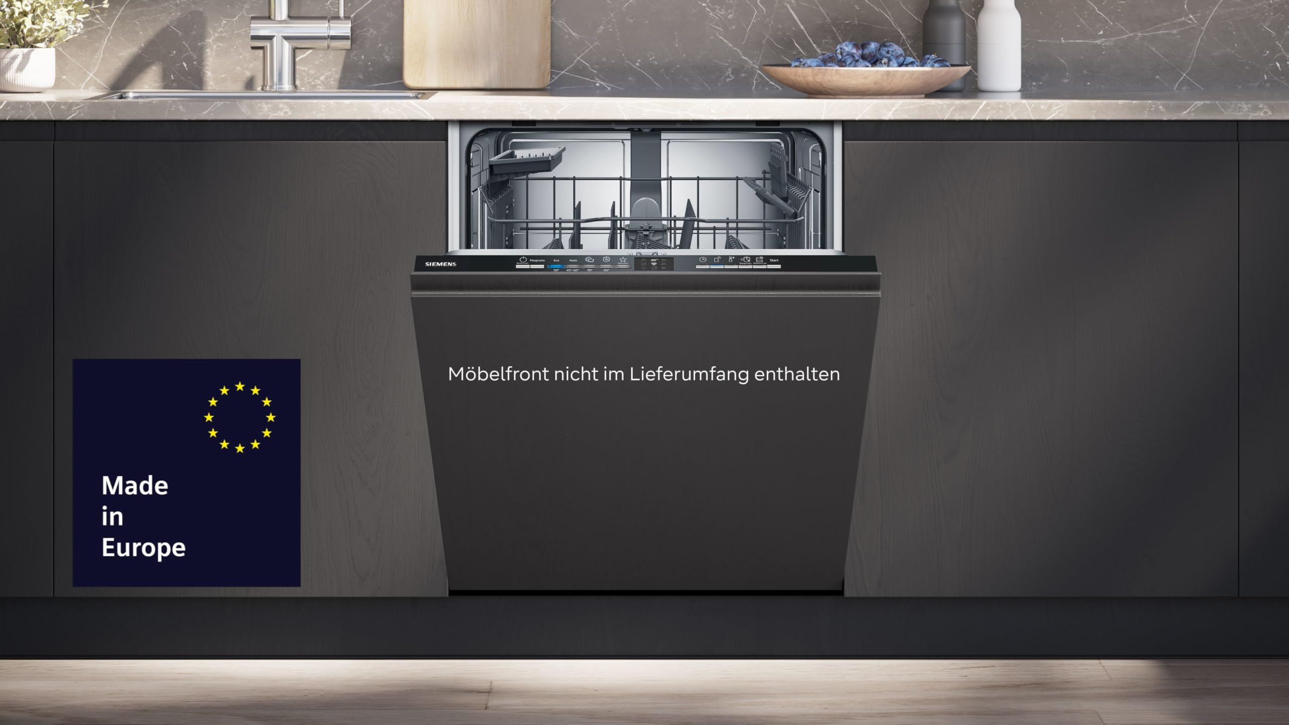 Siemens SN61HX01TE iQ100, Vollintegrierter Geschirrspüler 60 cm, Besteckkorb, drei Mal schneller spülen, smartStart, HygienePlus Programm, Automatische Optimierung, infoLight, Home Connect, aquaStop