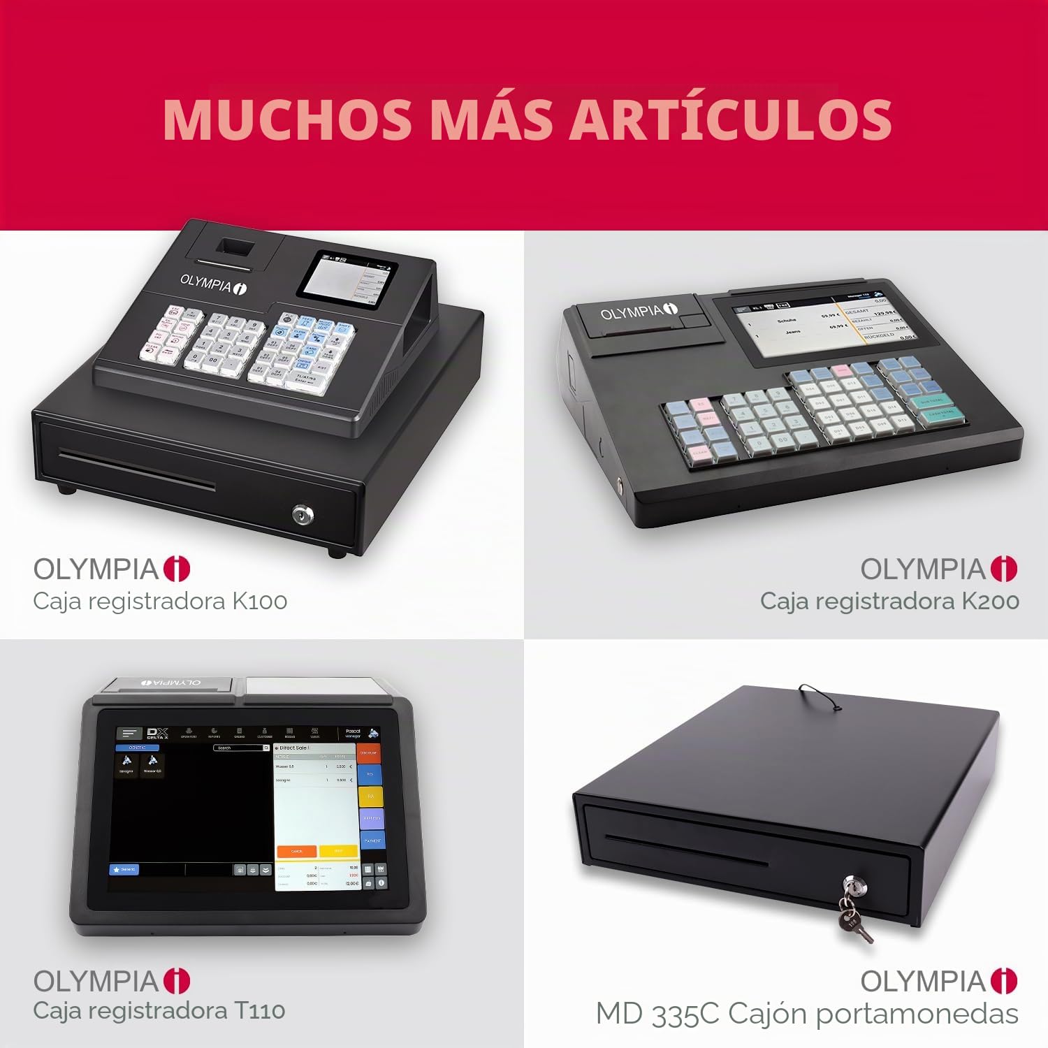 OLYMPIA Mini 208 Cajón de efectivo de metal completo | Base para caja registradora | Cajón con 6 monedas y 3 compartimentos para billetes | Conector RJ12 y cerradura