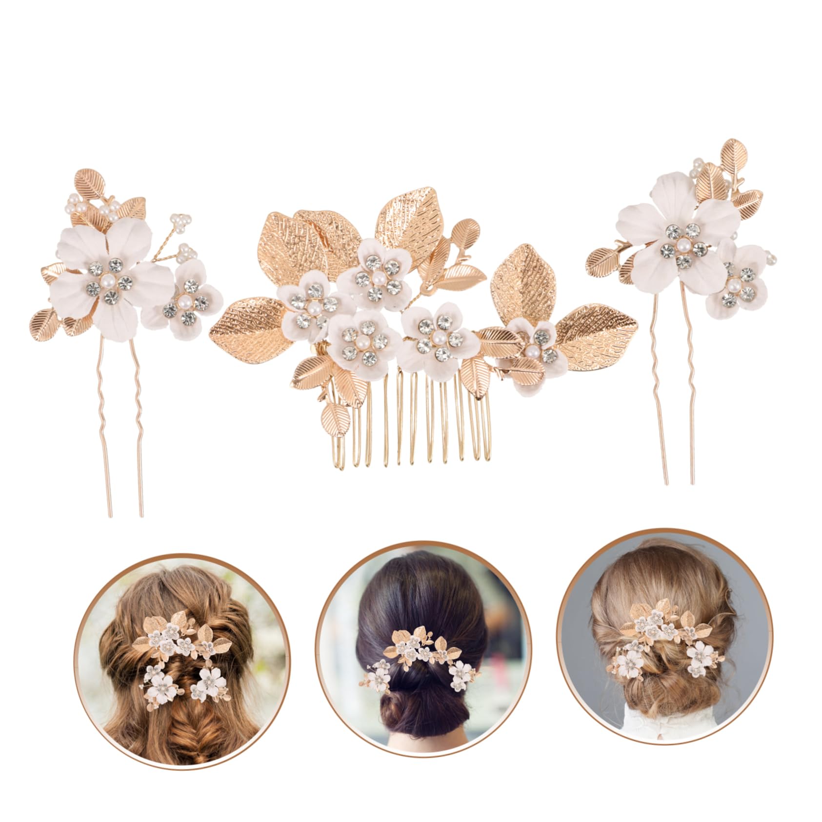 FOMIYES 4 Sets Blätter Und Blumen Haarkamm Hochzeit Haarkamm Clip Braut Kopfschmuck Blumen Haarnadel Haarschmuck Für Mädchen Für Mädchen Dekorative Haarkämme