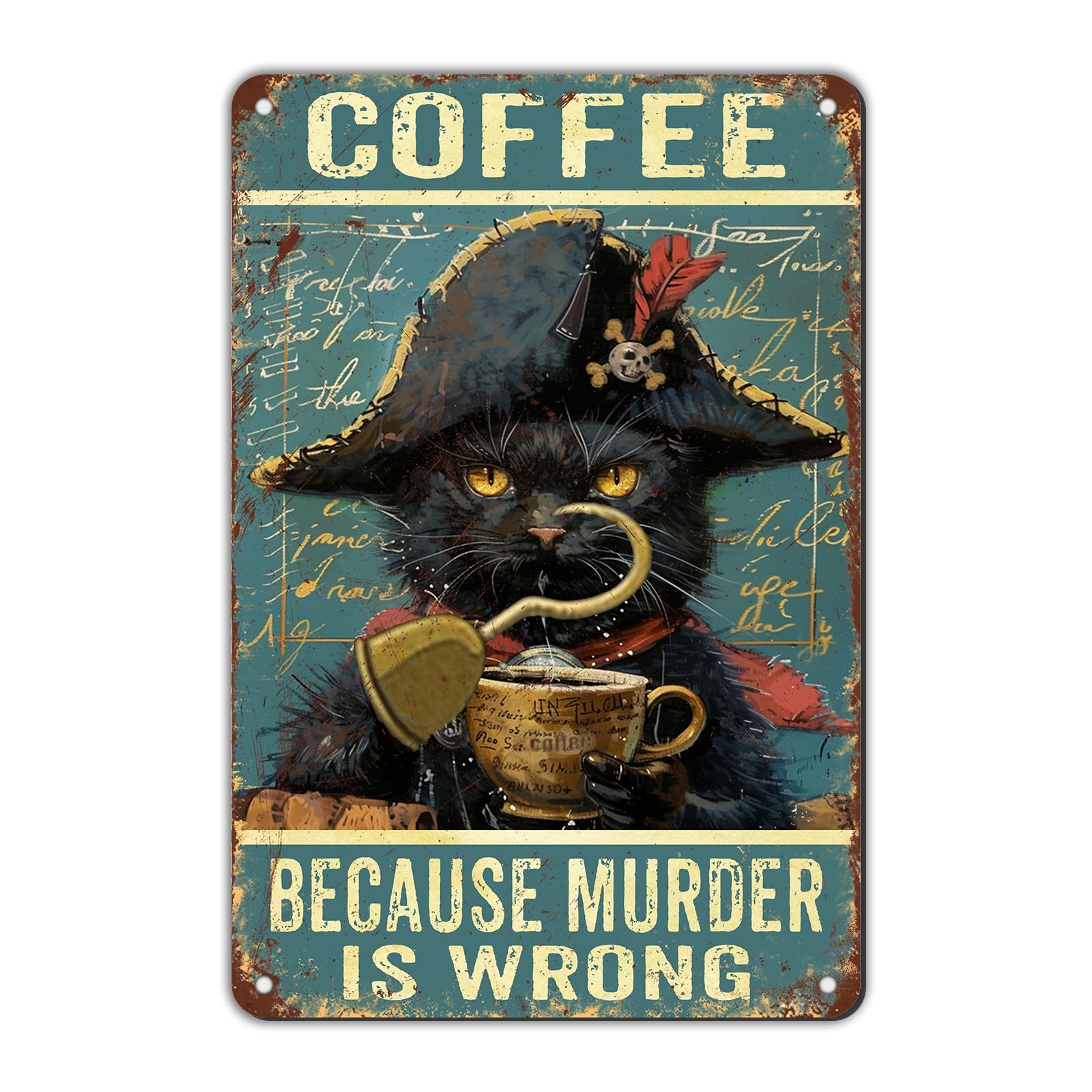 Anceky Vintage Metal Sign Black Cat Because Murder Is Wrong Tin Sign Wall Decor for Home Bar Cafe Bathroom Yard Kitchen 12×16 Inch