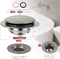 Vista 2 de Brushed Bathtub Drain Stopper,Universal Pop Up Bath Drain, Hidrop Tip Toe Tub Drain Stopper,Conversion Kit Assembly, Replaces Lift and Turn,Tip-Toe