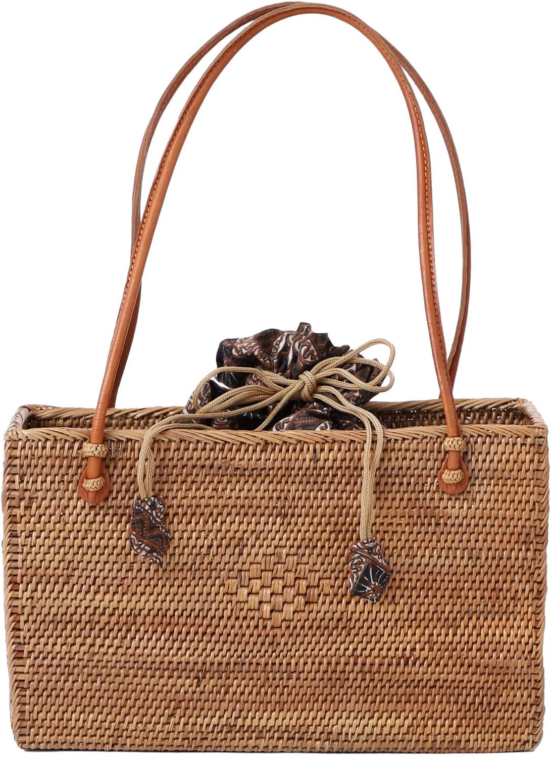 ebagos エバゴス かごバッグ ブラウン レザー 紅藤 ワンハンドル 良品