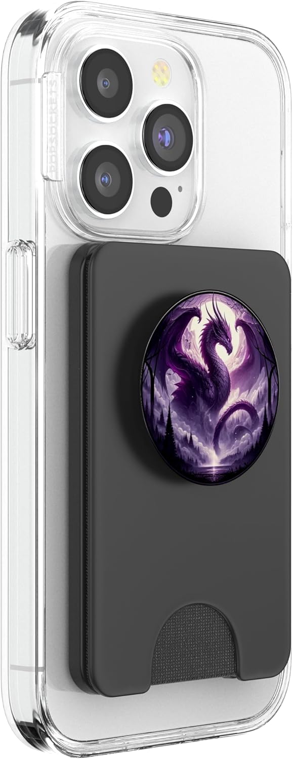 Purple Dragon Fantasy On Mystic Forest Background PopSockets PopWallet for MagSafe