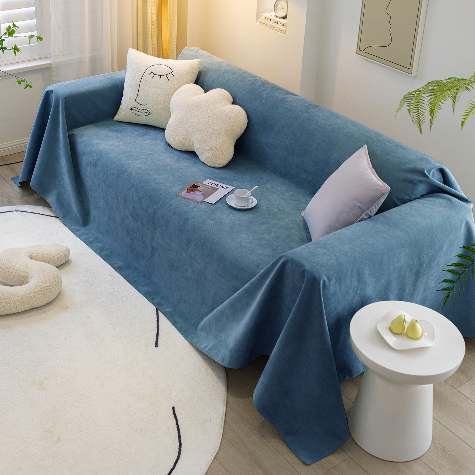 jianyana Sofa überzug Sofaüberwurf Weich Strapazierfähig Wendbar Chenille Universal Couch überzug mit Modernes Karomuster Möbelschutz für 1 2 3 4 Sitzer Sofa Zweisitzer L-förmige Ecke Futon Sofas