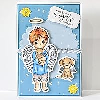 Vista 5 de Juego de sellos y troqueles transparentes de ángel para hacer tarjetas, plantillas de corte para álbumes de recortes, álbum de fotos, papel