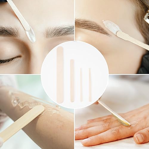 Miniatura 5 de 1200 varillas de depilación  4 estilos surtidos de madera para depilación corporal, cara, cejas, labios, nariz, pequeños aplicadores de cera,