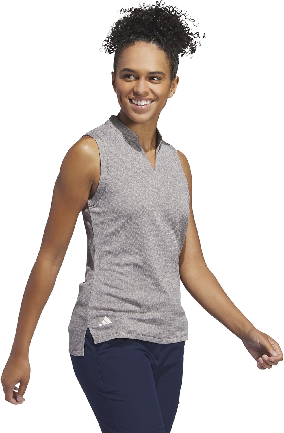 Adidas Womens Women's Ultimate365 Textured Sleeveless Polo Shirt - Image 3