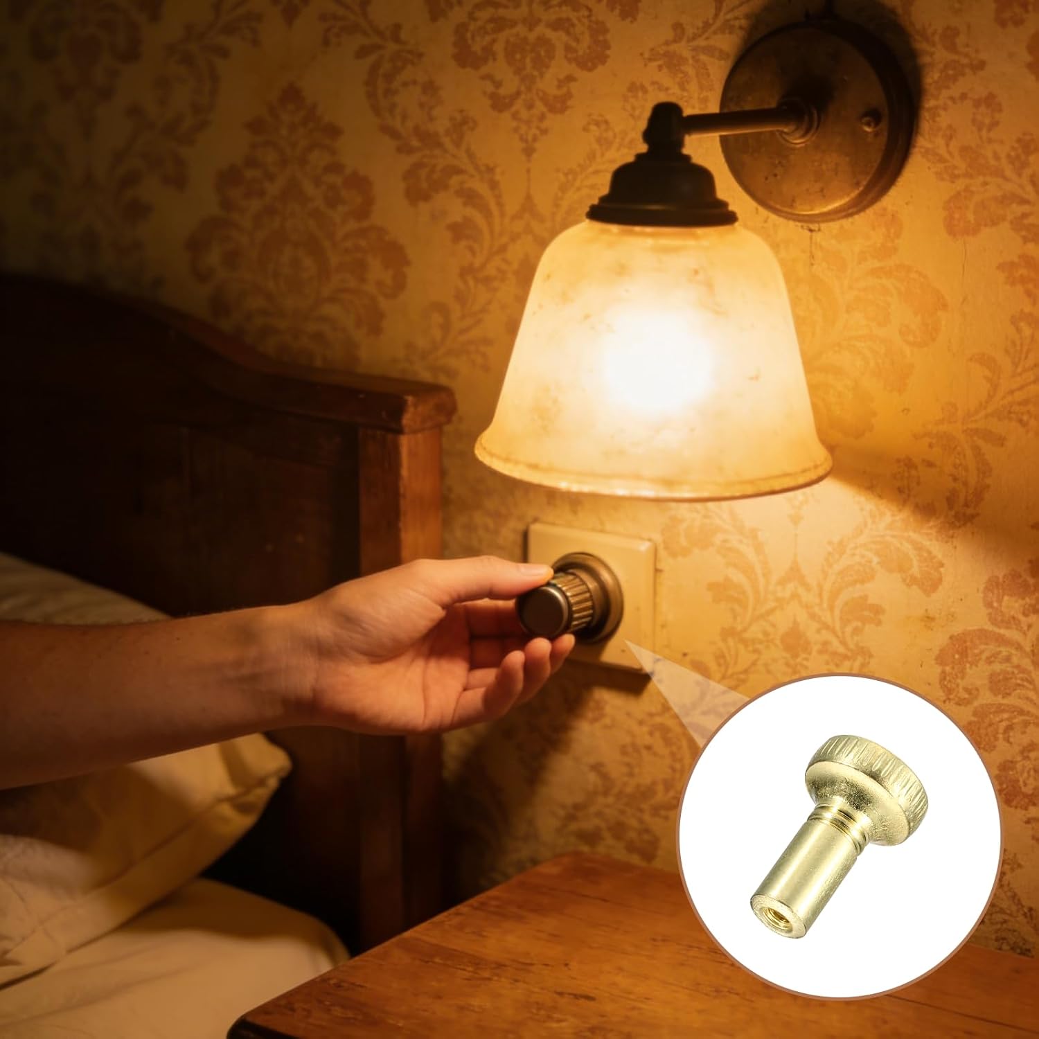 Lamp Turn Knob 6 Pcs - Lamp Twist Switch On/Off Replacement Light Switch 20mm Length for Fans Fixtures Controller Socket DIY Light Extension, Brass