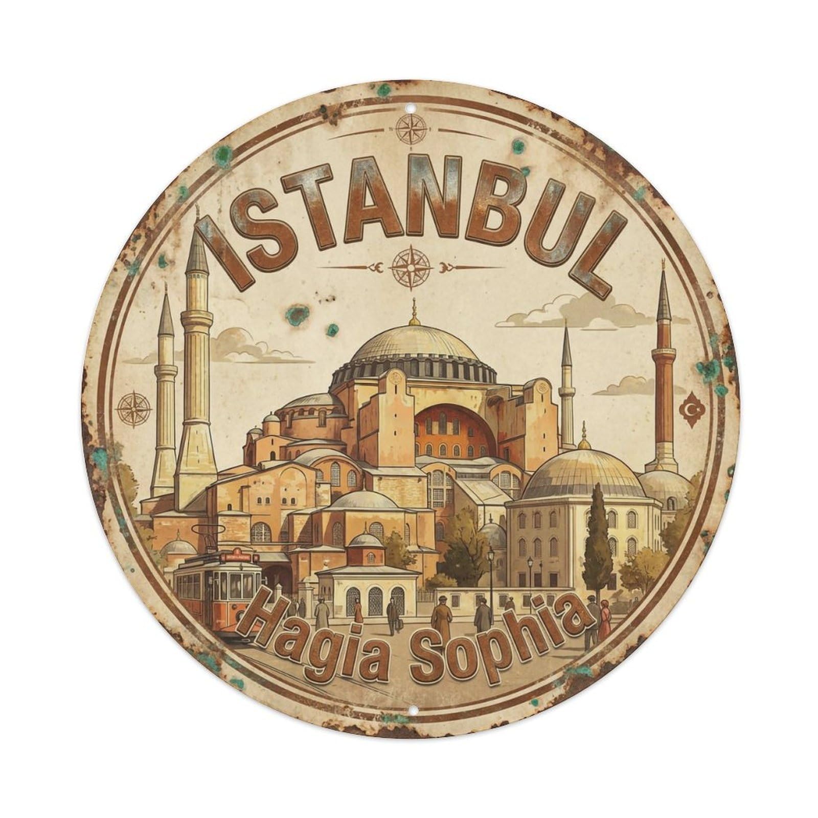 Vintage Travel Istanbul Turkey Imperial Vintage Metal Tin Sign Plaque Wall Decor for Cafe, Club Bar, Office, Garden Metal Poster 8x8Inch
