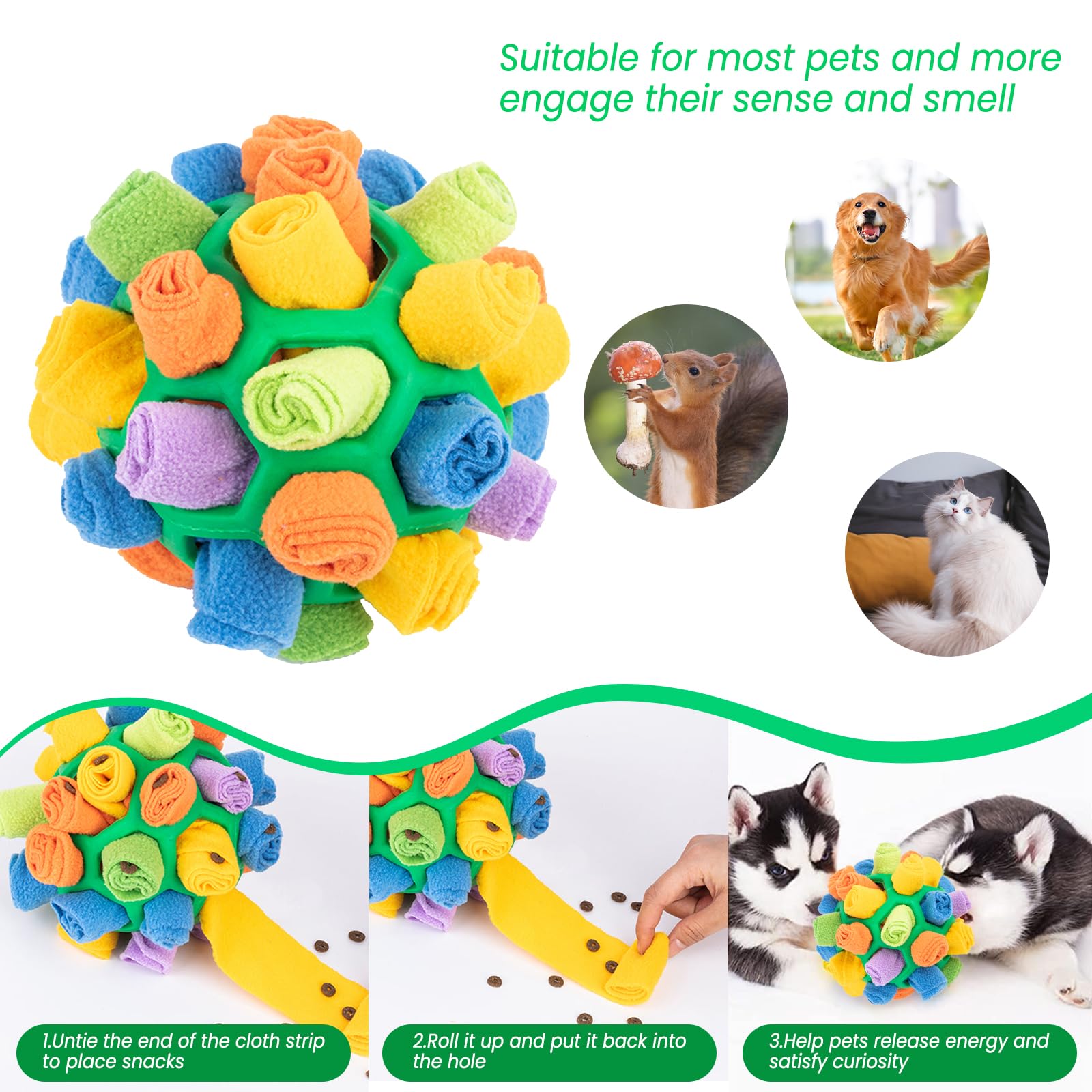 VidFair Dog Toys,Pet Dog Snuffle Ball Pet Sniffing Training Toy Treat Dispenser Slow Feeder Dog Relieve Stress Nosework Puzzle Toy Pet Products,Applicable to Large,Medium,Small Dogs - Image 4