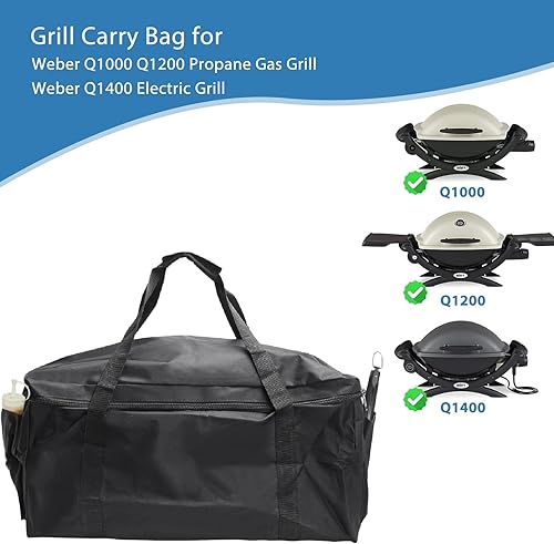 Miniatura 2 de Blackhoso Bolsa de transporte para parrilla al aire libre compatible con parrilla de gas propano Weber Q1200, bolsa de transporte portátil