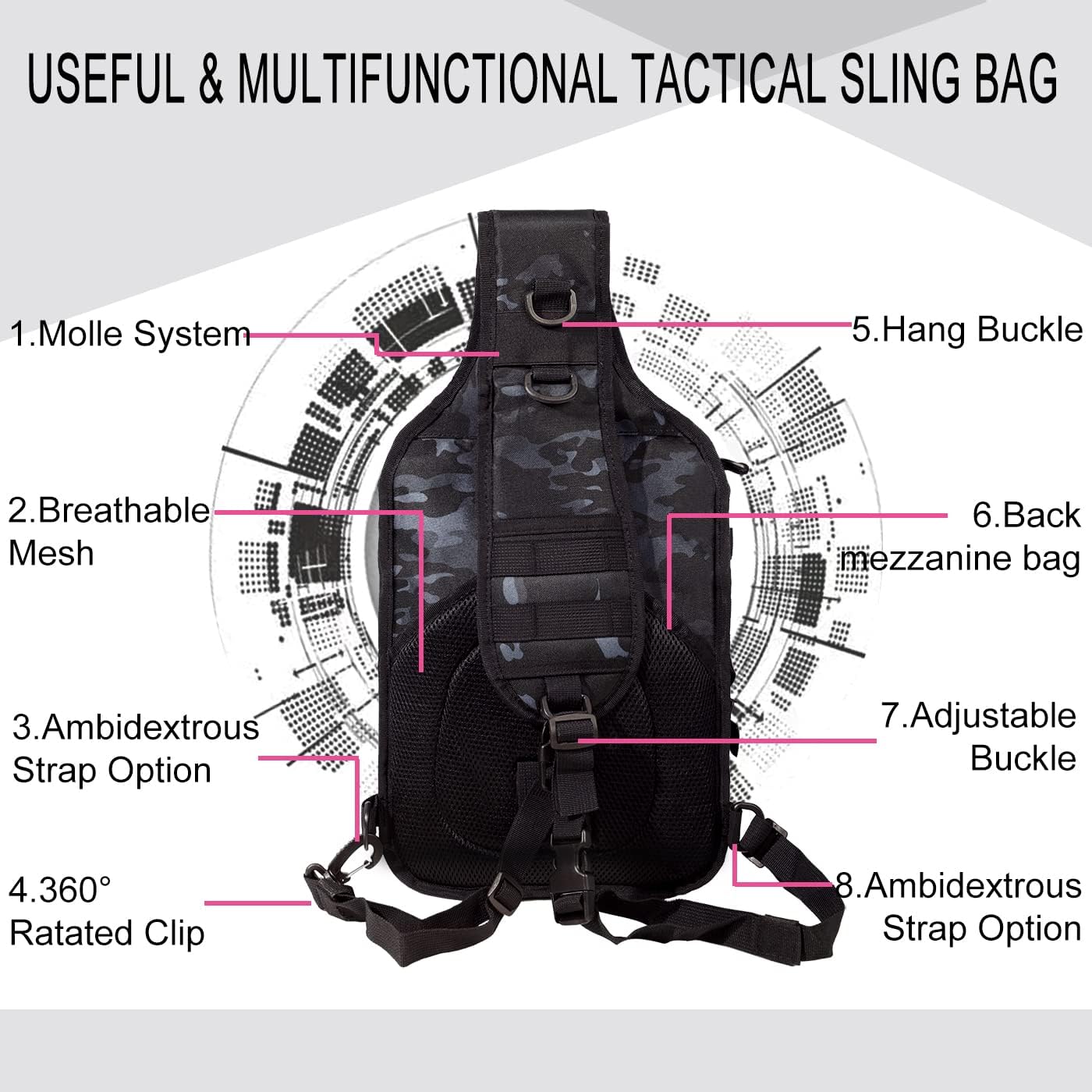 HAOMUK Tactical Sling Bag Pack Military Rover Shoulder Sling Backpack EDC Molle Assault Range Bag - Image 5