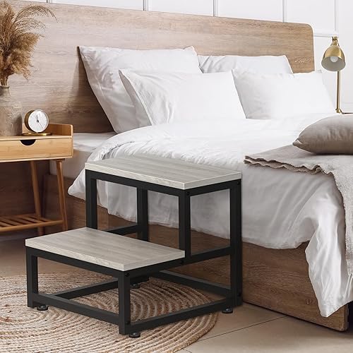 Miniatura 2 de LIANTRAL Taburete de 2 escalones para adultos y niños, taburetes de madera resistentes, taburete de mesita de noche con capacidad de carga de 500