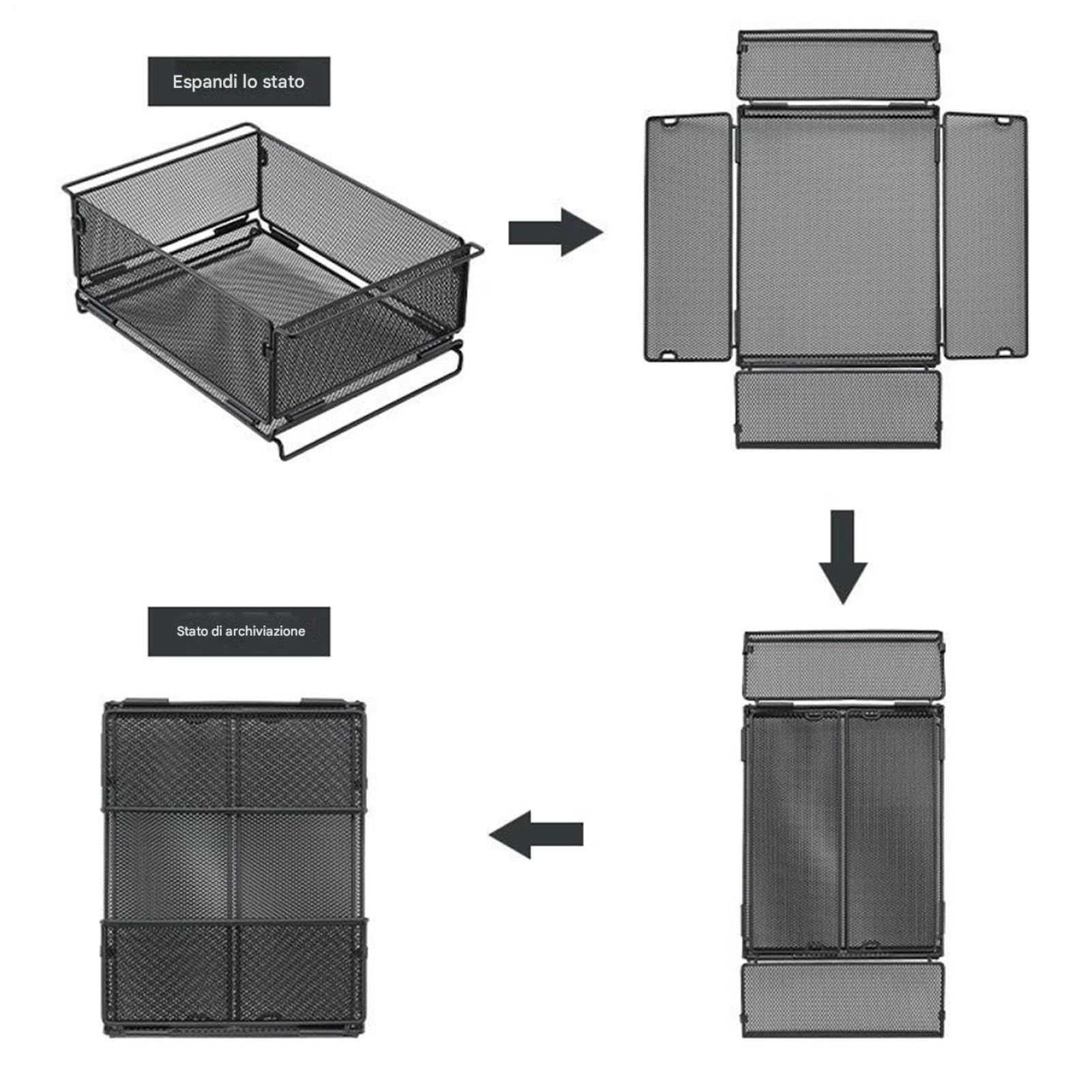 Cestino in Rete Contenitori Metallici Pieghevoli Resistenti | Cucina e Casa per Congelatore Campeggio Giardinaggio
