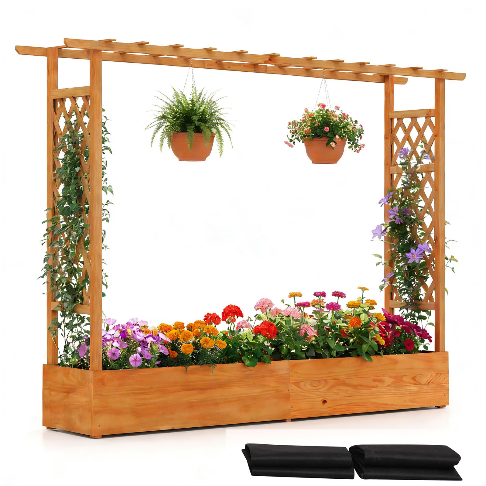 Amazon.com: IRONMAX Raised Garden Bed with Trellis & Hanging Roof