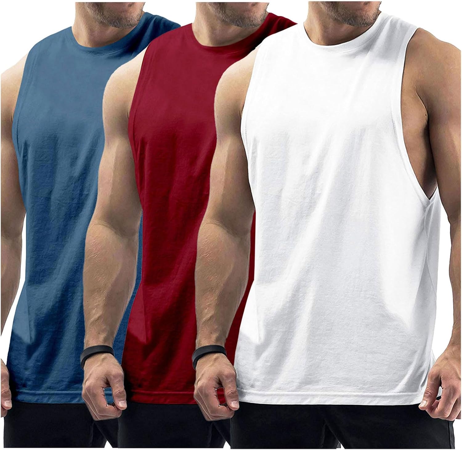 Men's Workout Tank Tops Cotton Gym Muscle Sleeveless T-Shirts Bodybuilding Fitness Athletic Tank Tops