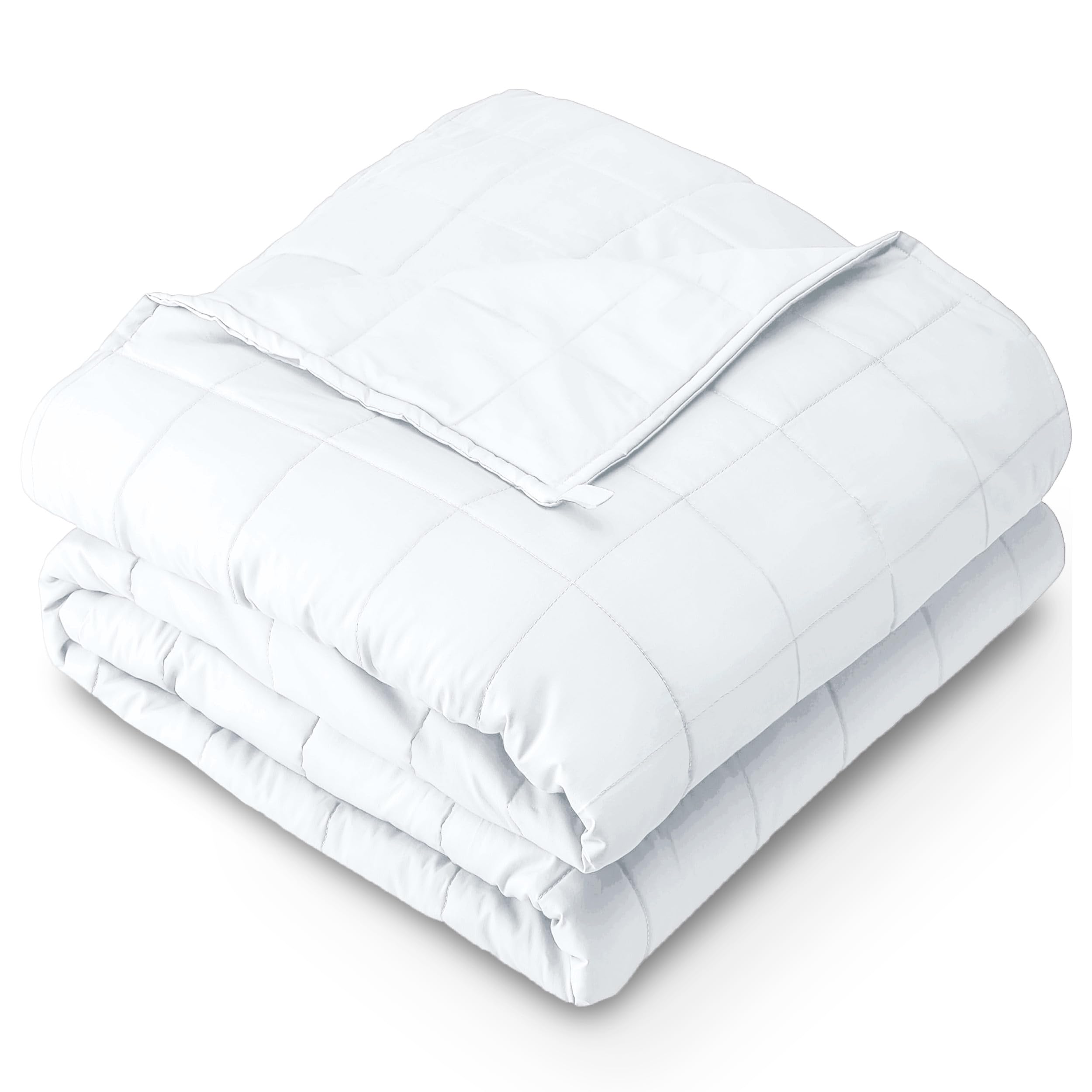 Bare Home Weighted Blanket Full or Queen Size 15lb (48" x 72") for Adults - All-Natural 100% Cotton - Premium Heavy Blanket Nontoxic Glass Beads (White, 48"x72")