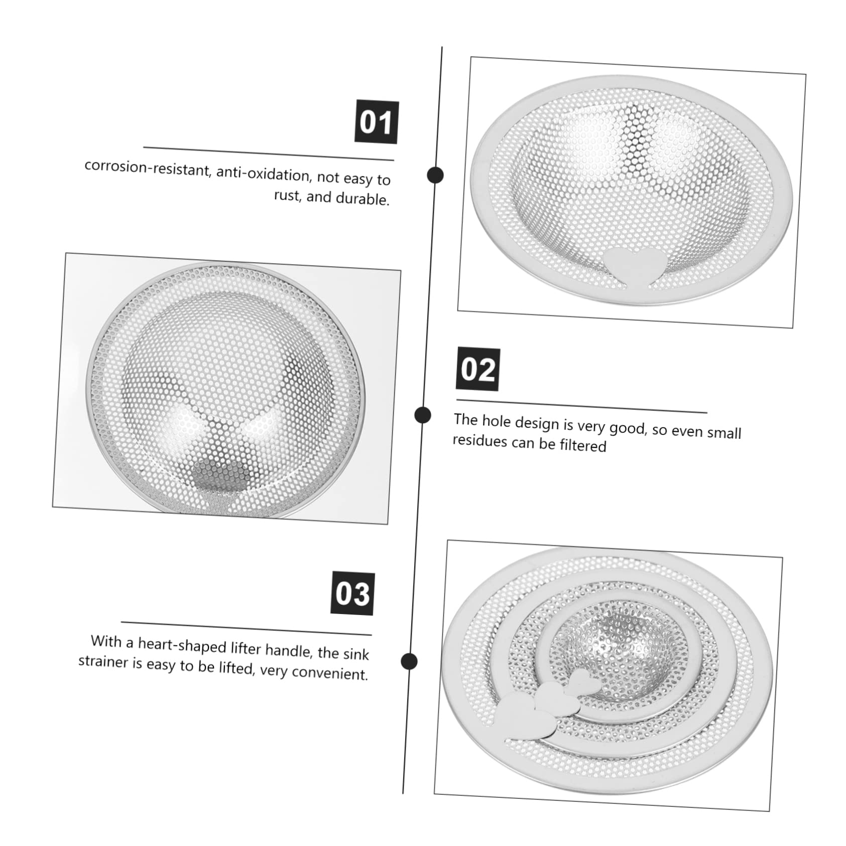 SHINEOFI 3 Sätze Teiliges Abflusssieb Effektiver Haarfänger Für Spülbecken Und Badewanne Rostfrei Einfach Zu Reinigen Für Effiziente Abwasserfilterung 3 Stücke * 3