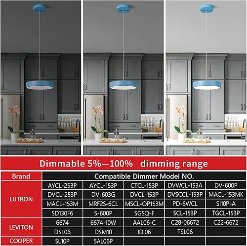 Miniatura 6 de Lámpara colgante LED moderna de 9.05 pulgadas con forma acrílica blanca regulable de 6000 K para comedor, cocina, isla y sala de estar (1 unidad)