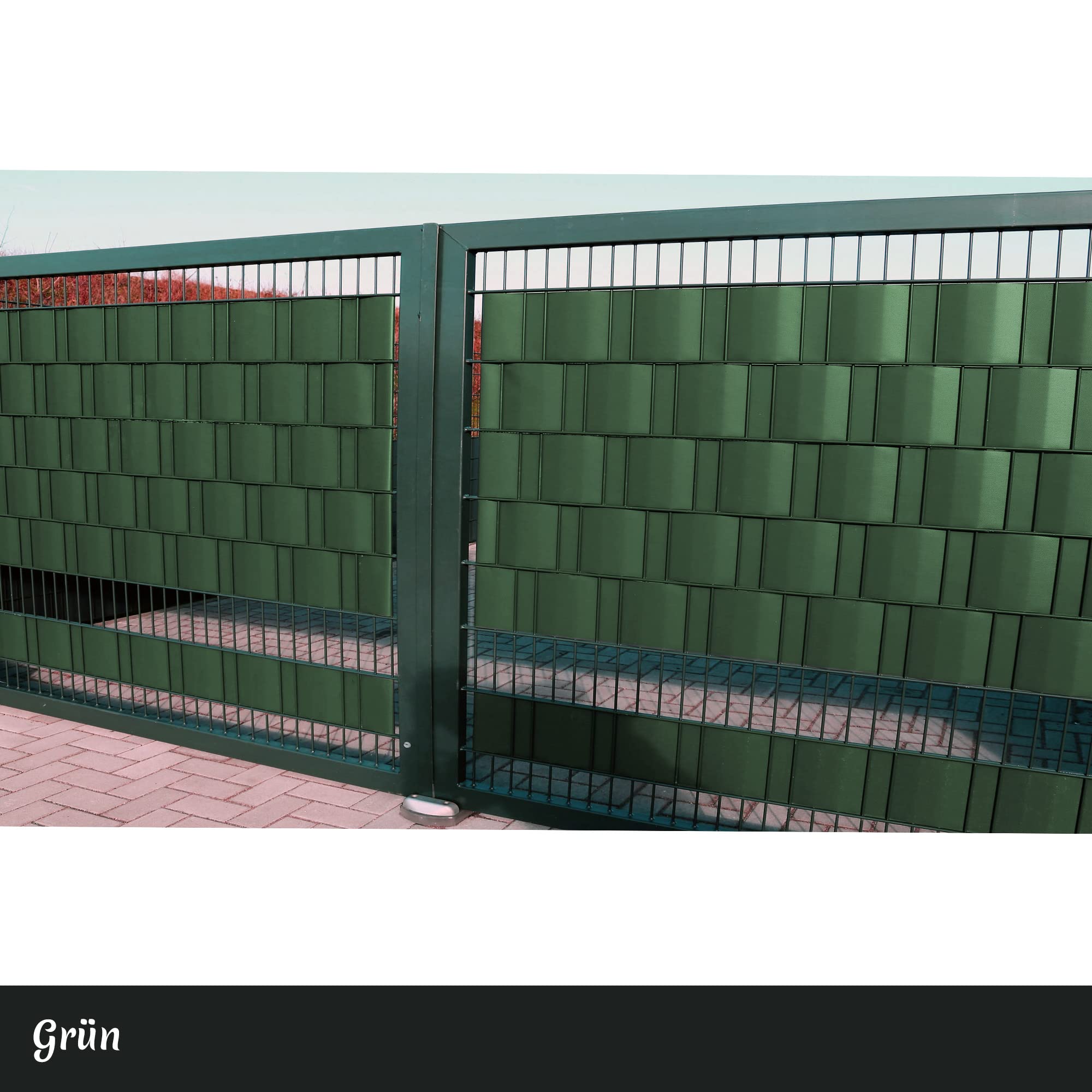 PVC Sichtschutz Streifen Privatsphäre Doppelstabmatten Zaun Folie inkl. 30 Befestigungsclips, Farbe:Grün, Länge: (245m (7X 35m))