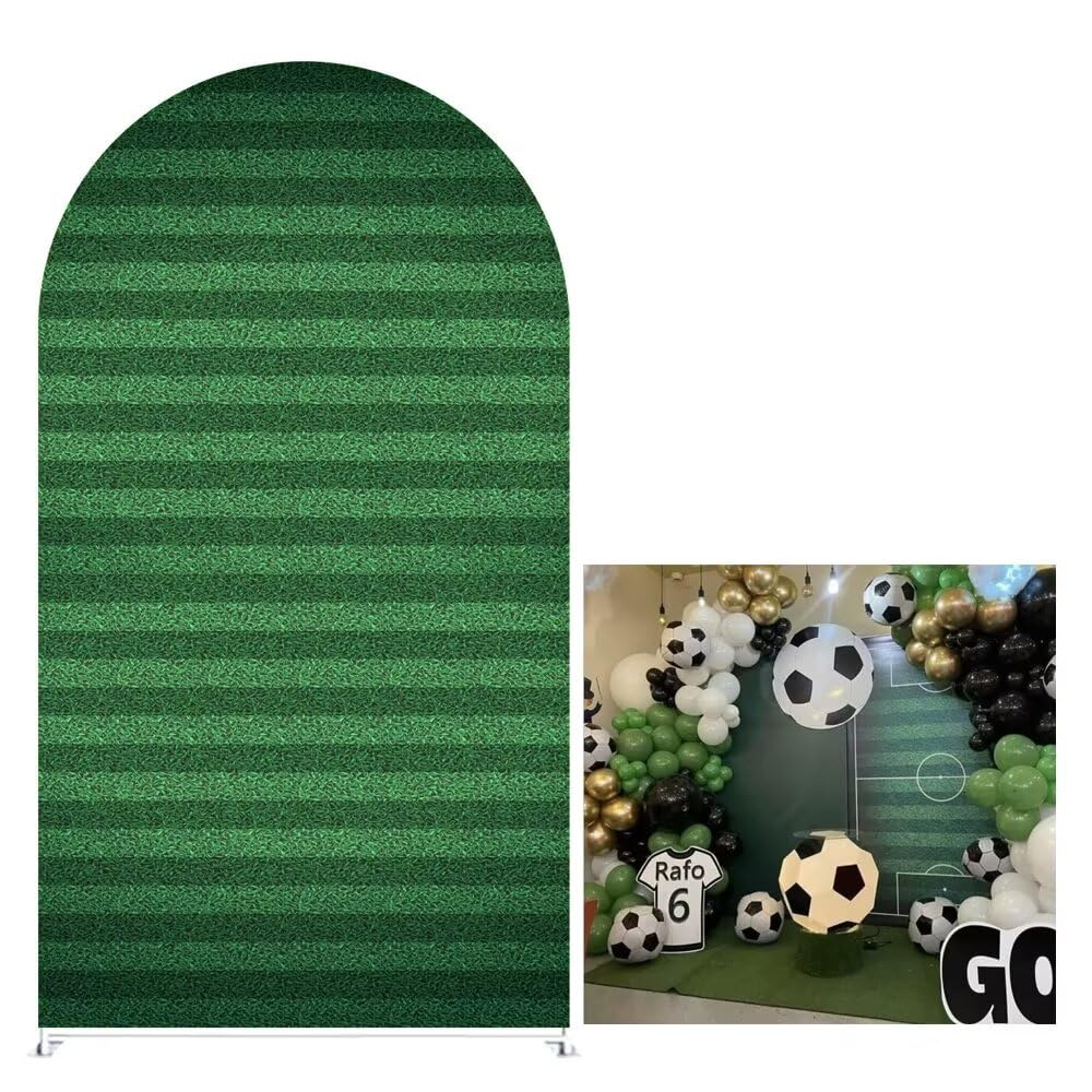 Iydamc Grassland Arched Backdrop Covers Photography Background Sport Football Field Arch Stand Covers for Boy Birthday Party Decor Props (Only Cover)