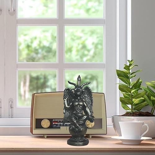 Miniatura 3 de Baphomet - Estatua de Satán Baphomet Divine Goat Estatua de resina de cabra sabática negra, estatua de resina de cabra Baphomet con cuernos de Dios
