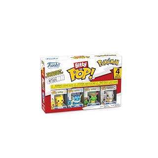 Funko Bitty Pop! 4 Pack: Pokemon – Pikachu, Vaporeon, Caterpie, Cubone – 0,9 Pouce (2,2 cm) De Collection – Étagère d’Exposition empilable Incluse – Idée Cadeau – pour Sacs de fête – Produit Officiel - Les Beatles, Paul McCartney, John Lennon, RIngo Starr, George Harrison