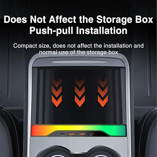 Miniatura 4 de Tesheer Hub USB con luz RGB para Tesla con modelo 3 modelo Y 2021 2022 2023 2024, cargador USB de coche multipuerto, accesorios interiores para