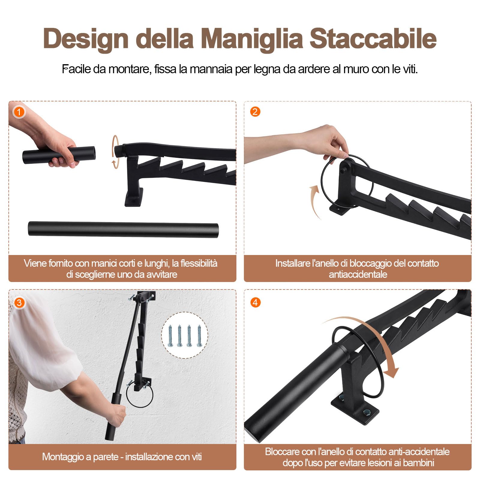 Spaccalegna Manuale, Spaccalegna Manuale da Parete per Legna da Ardere con 2 Manici Staccabili Strumenti per Spaccare Legna Portatile per Casa e Campeggio all'aperto