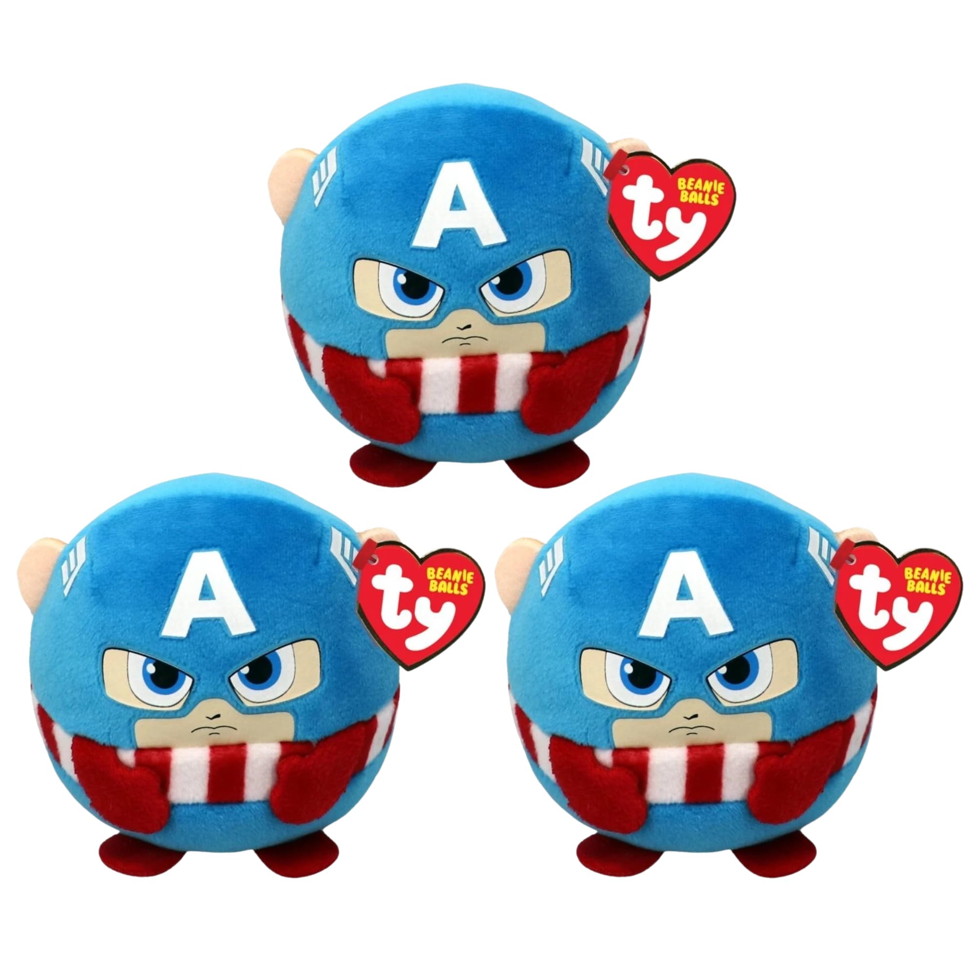 TY Marvel Super Soft Gift Quality Plush Squishy Beanies - (3" 8cm Puffies Captain America 3 Pack)