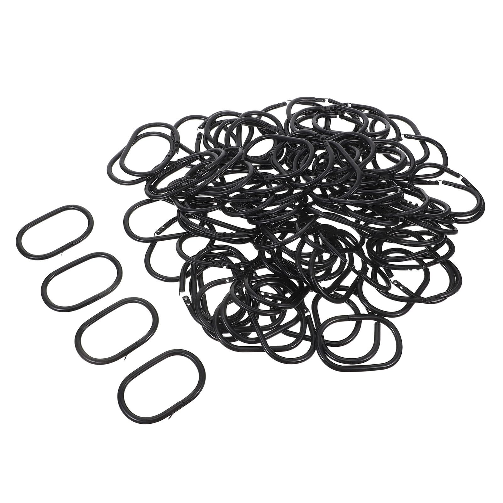 Anelli in Neri Pezzi, Plastica Doccia Tenda 100 | Chiusura a Scatto Rapida, Scorrimento Fluido Sul Bastone, Forma Ellittica per Bagno e Living Space