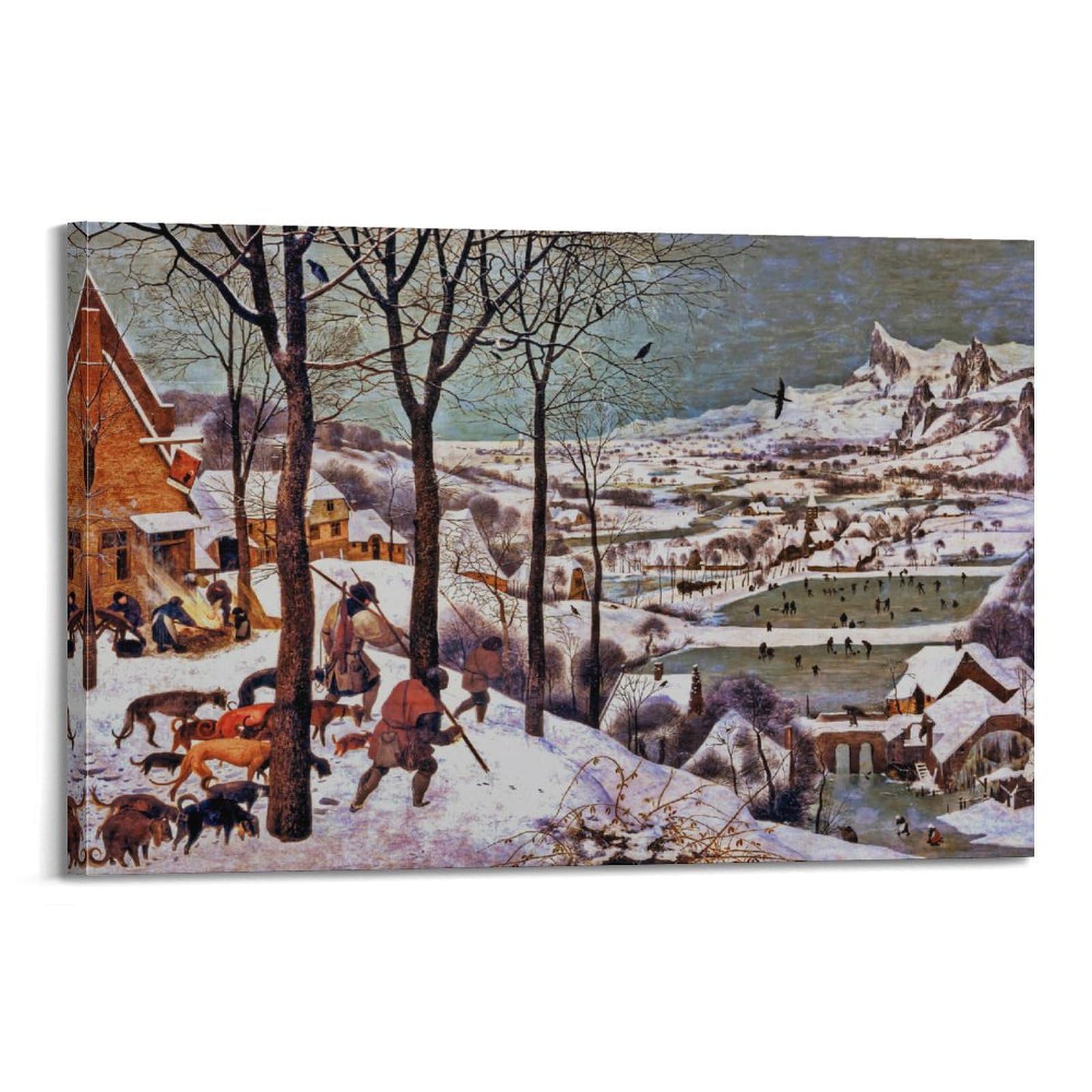 Adovz Hunters In The Snow (Winter) Poster By Pieter Bruegel The Elder Artworks Canvas Room Aesthetic Wall Art Prints Home Modern Decor Gifts 24X36inch(60X90cm)