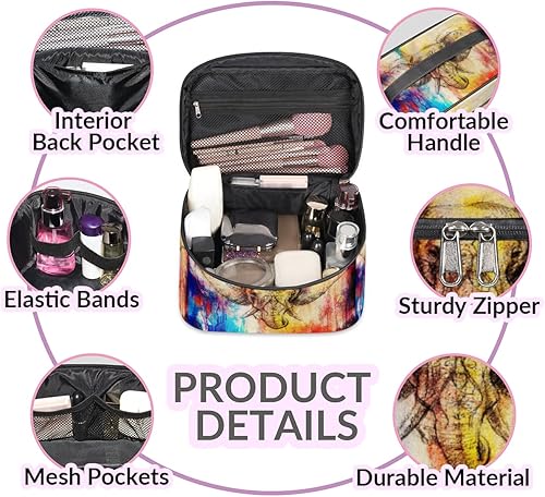 Miniatura 5 de Bolsa de maquillaje grande de elefante para mujer, bolsa de cosméticos de viaje, bolsa de maquillaje portátil para botellas, pinceles, lápiz labial,