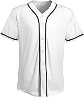 Rtsqxiae Blank Baseball Jersey Button Down Shirt - Short Sleeve Loose Fit Hip Hop Team Sports Uniform Unisex