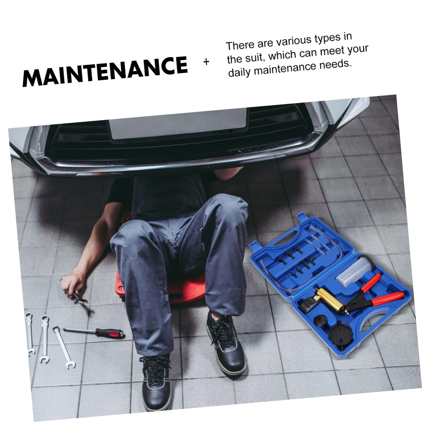 VOSAREA Pompe Manuelle à Vide Bleue pour Purgeur Liquide Frein Outil de Remplacement Huile de Frein Auto Kit Professionnel Fer et Plastique Entretien Voiture