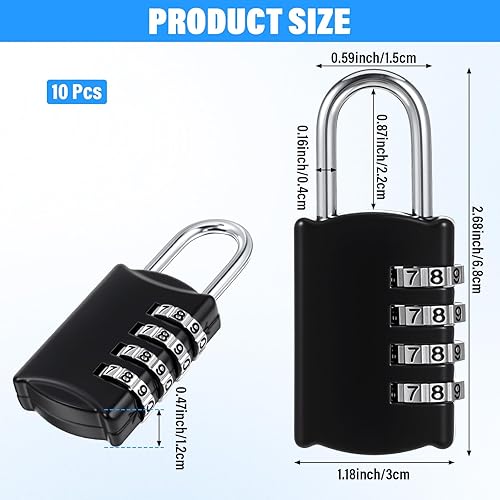 Miniatura 2 de Cerradura de combinación de 4 dígitos de 4 dígitos, pequeña combinación de números de equipaje, candado impermeable para viajes, caja de