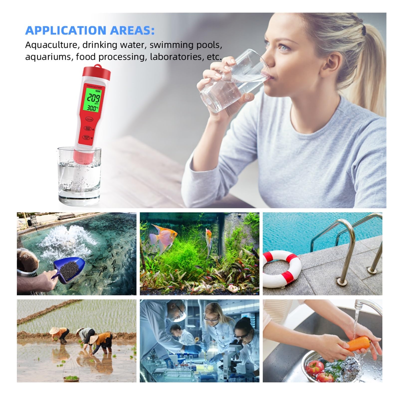 Tester miernika PH, 4 w 1 miernik PH/TDS/EC/temperatury Digitale Wasser Qualität Monitor Tester dla basenów, Trinken Wasser, Aquarien,Woda pitna, Hydroponika, SPA, Browarnictwo(With backlight)