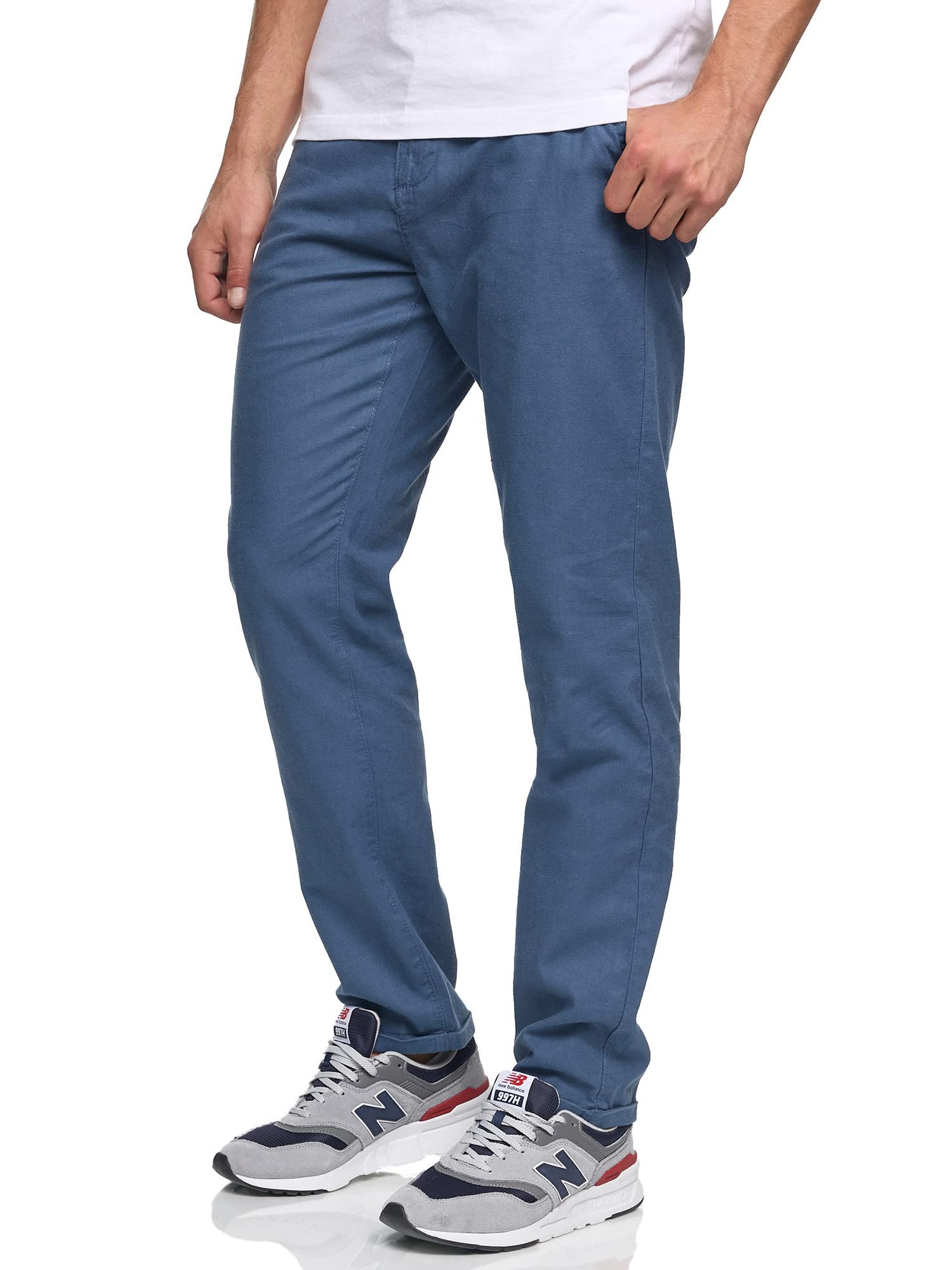 Indicode Hombres Bryne Pantalón de Tela de algodón y Lino